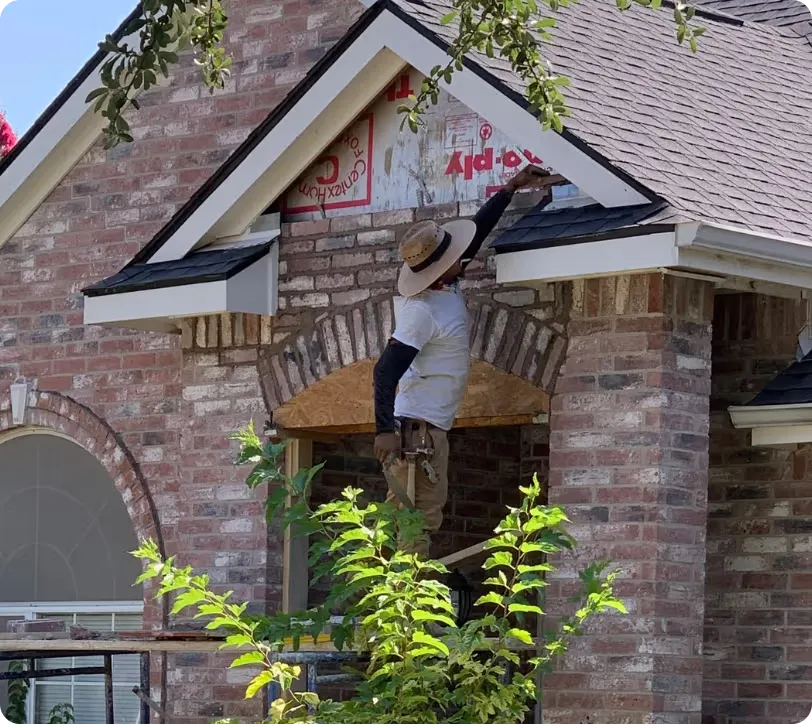 Brick fence repair in McKinney neighborhood